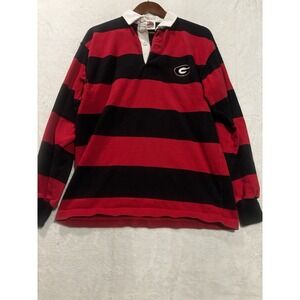 Vintage UGA Georgia Bulldogs Rugby Polo Mens L Black Red‎ University Preppy 90s
